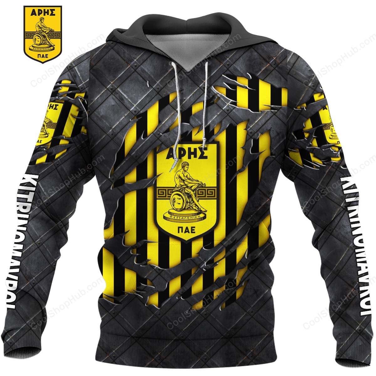 Aris Thessaloniki F.C Black Metal Design Shirt