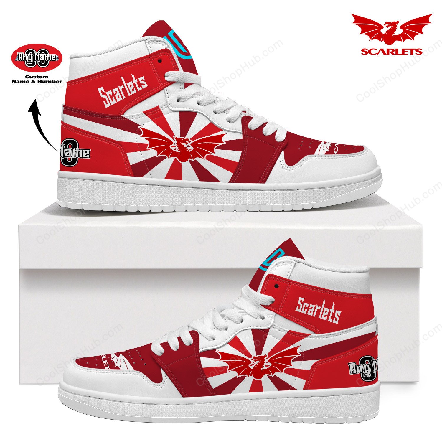 Scarlets URC AJ1 High Top Sneakers V2