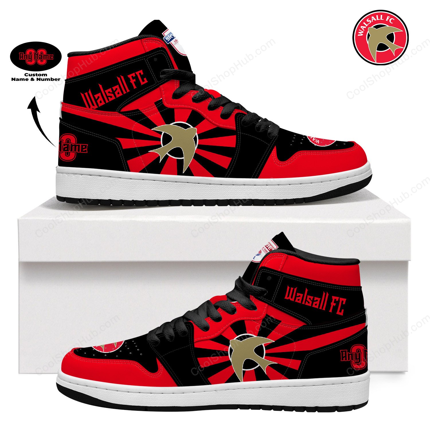Walsall F.C AJ 1 High Top Sneakers V2