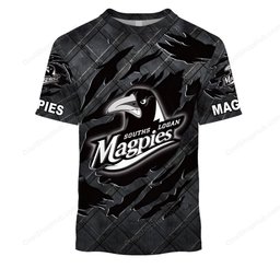 Souths Logan Magpies Black Metal Design Shirt