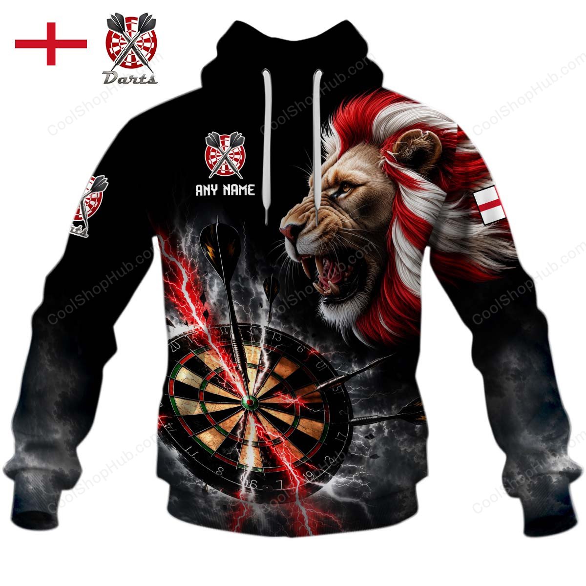 England Mascot Darts Black Design Shirts