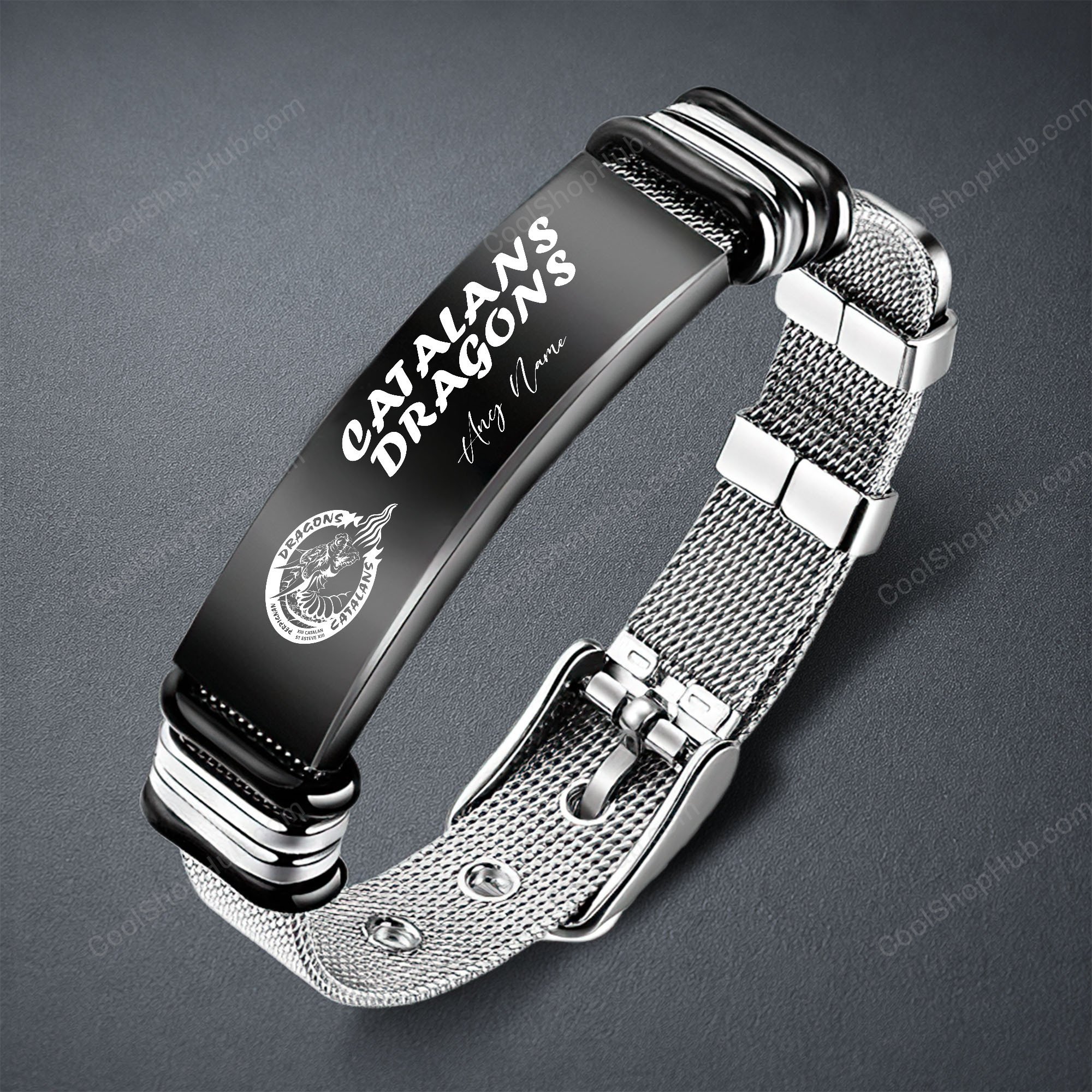 Catalans Dragons Personalized Stainless Steel Bracelet V1