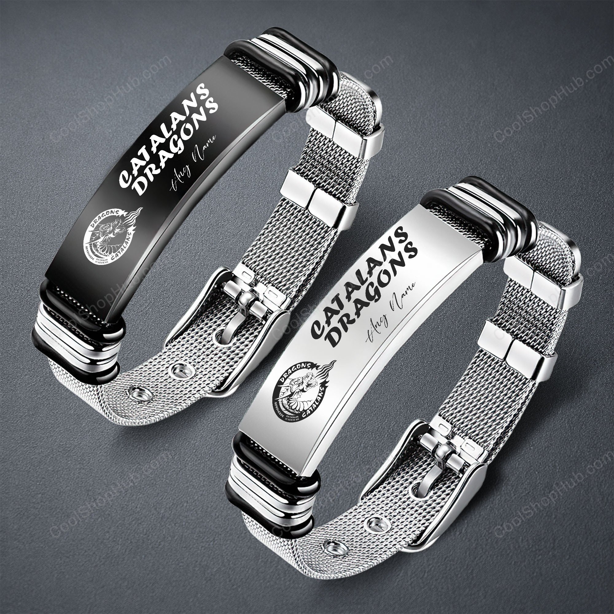 Catalans Dragons Personalized Stainless Steel Bracelet V1