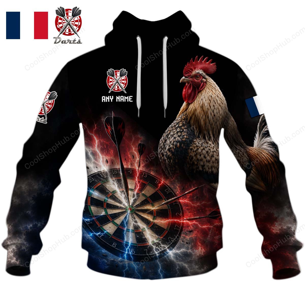 French Mascot Darts Black Design Shirts