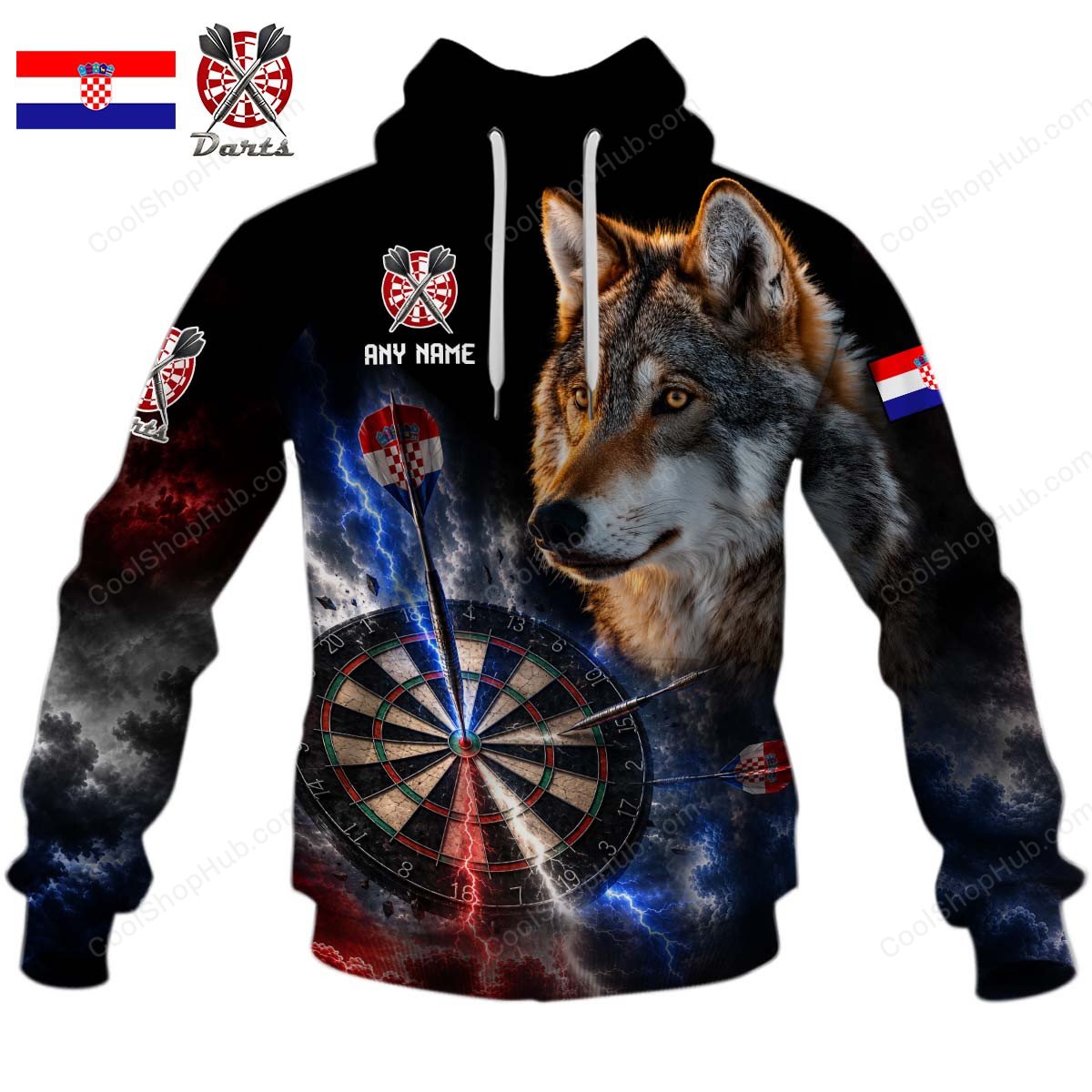 Croatia Mascot Darts Black Design Shirts