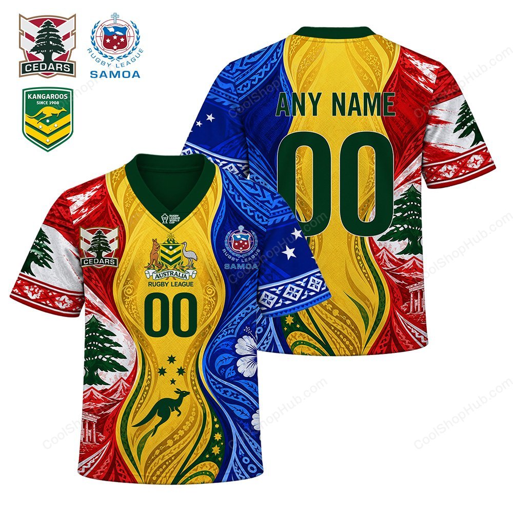 Lebanon x Kangaroos x Samoa RLWC 2026 Special V-neck Shirt