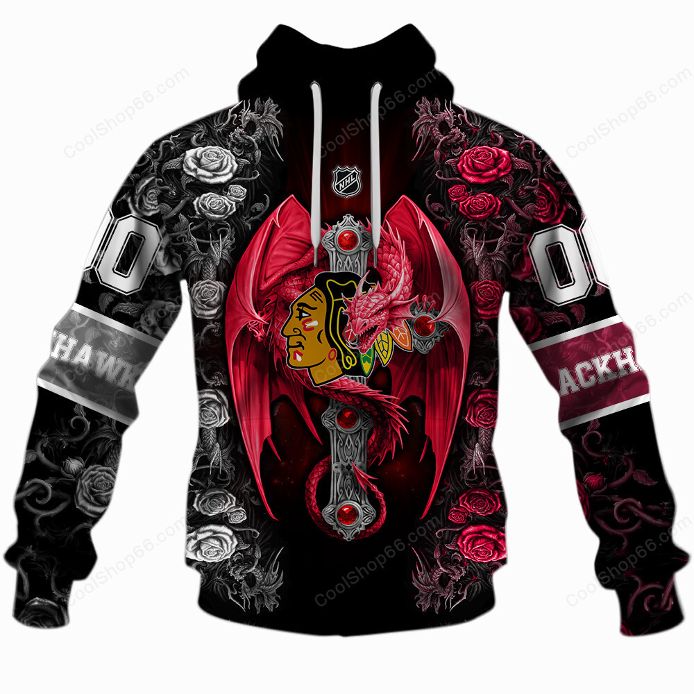 NHL Chicago Blackhawks Rose Dragon Shirts