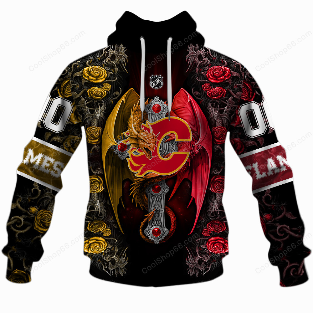 NHL Calgary Flames Rose Dragon Shirts