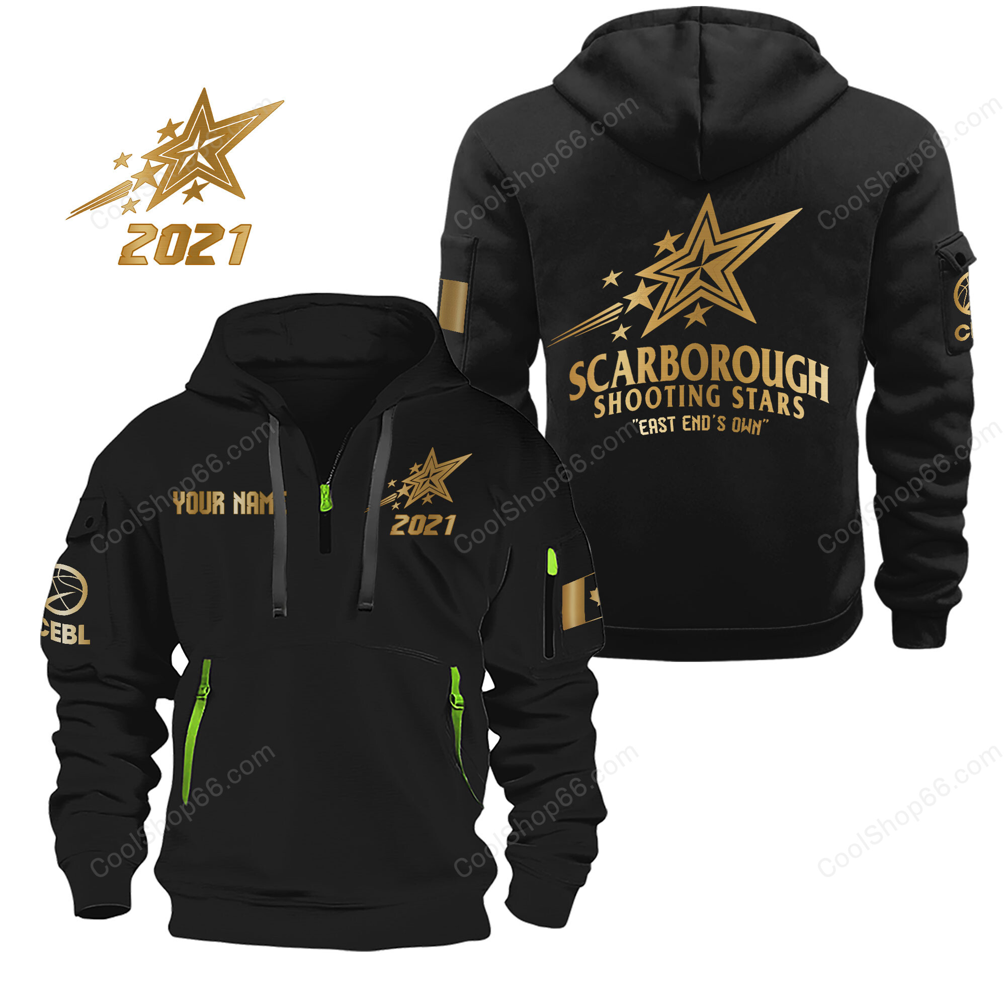 CEBL Scarborough Shooting Stars Gold Logo Quarter Zip Hoodie