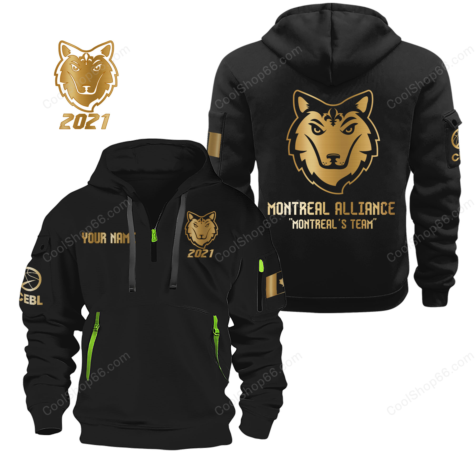 CEBL Montreal Alliance Gold Logo Quarter Zip Hoodie
