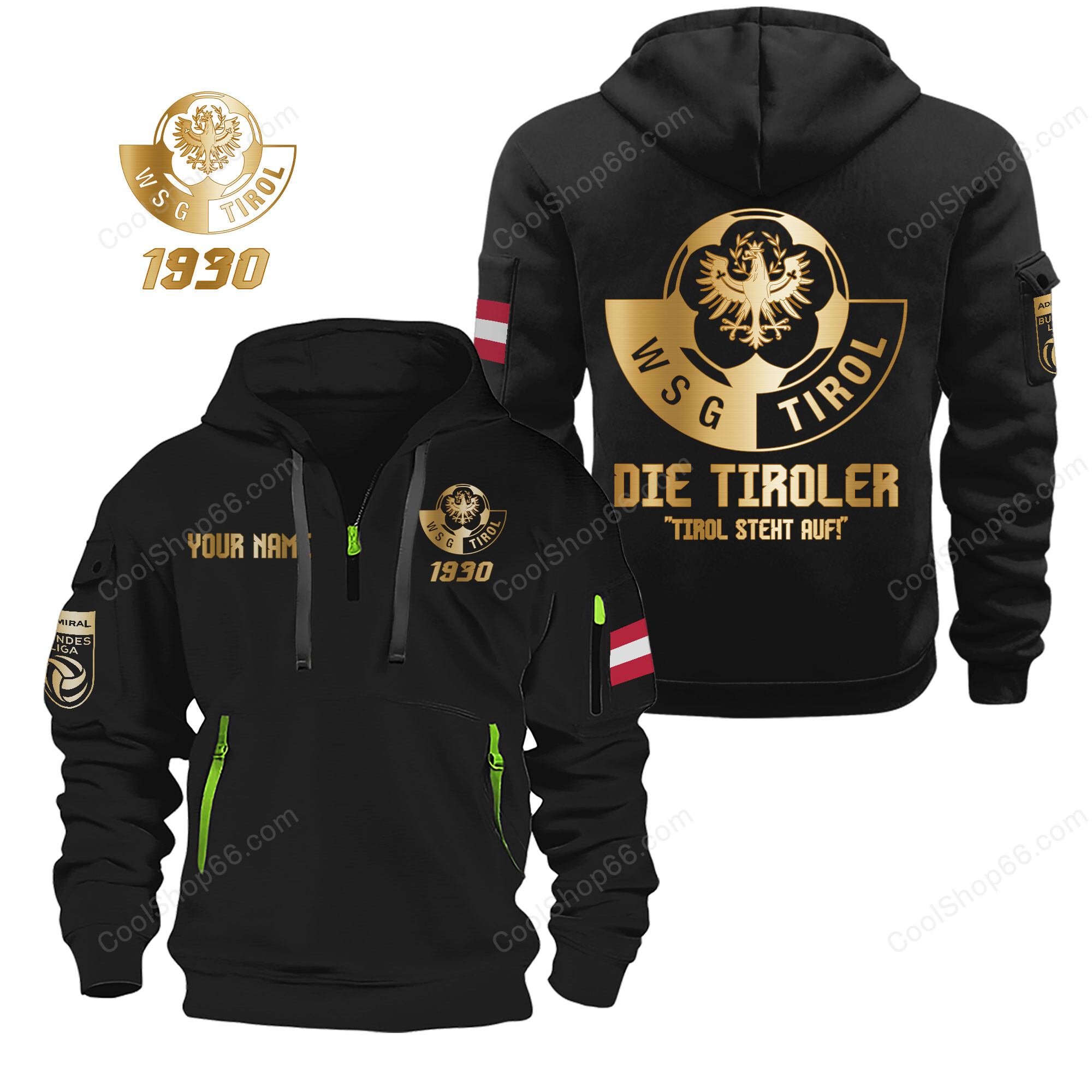 WSG Tirol Gold Logo Quarter Zip Hoodie