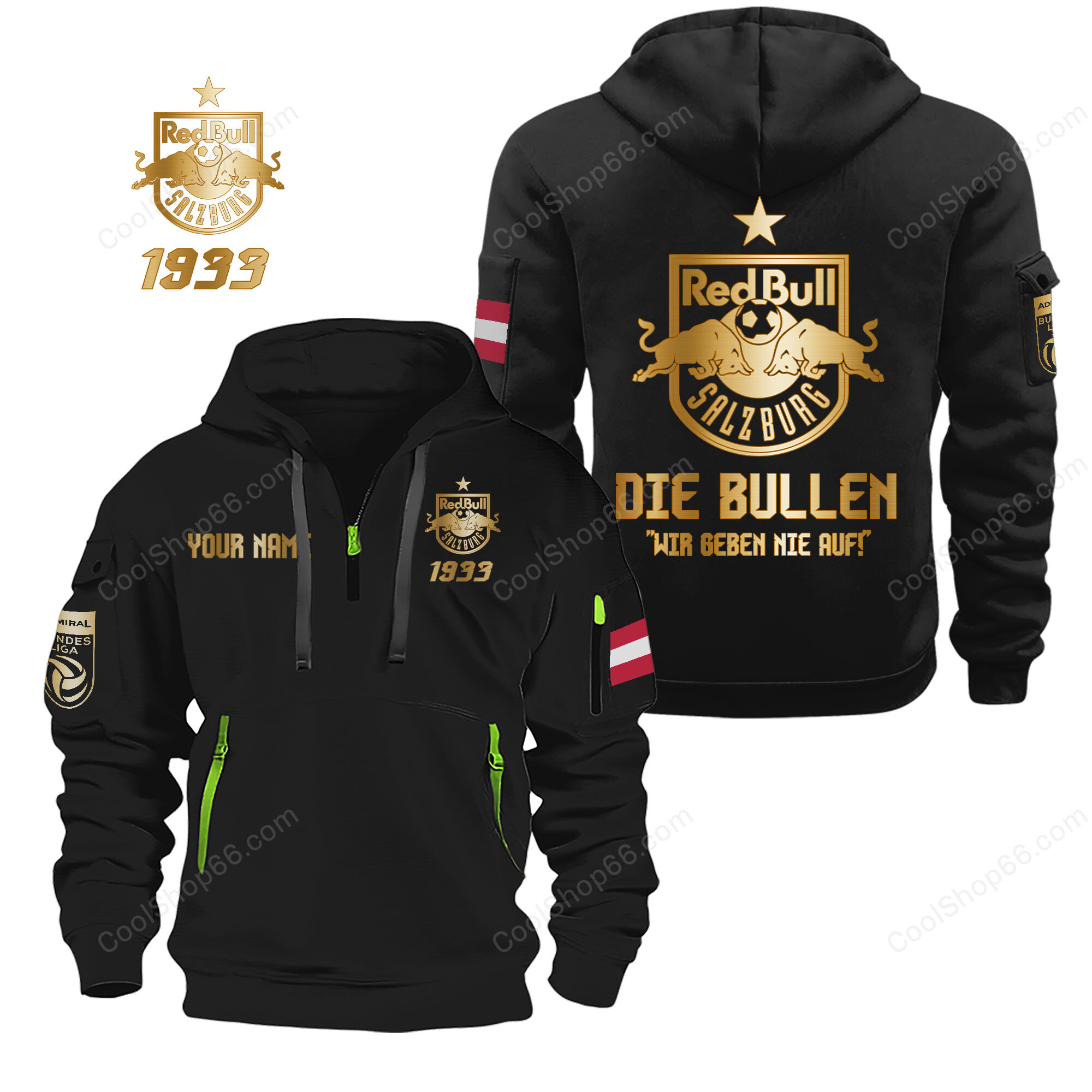 FC Red Bull Salzburg Gold Logo Quarter Zip Hoodie
