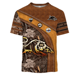 Penrith Panthers (NRL) Leather Gold Logo Design Shirts