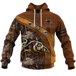 Penrith Panthers (NRL) Leather Gold Logo Design Shirts