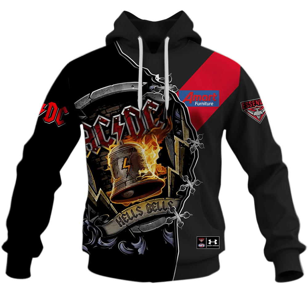 AFL Essendon Bombers  x ACDC Design Shirts