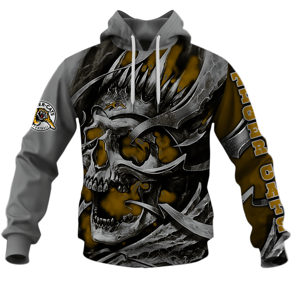 Hamilton Tiger Cats Metal Skull Design Shirts