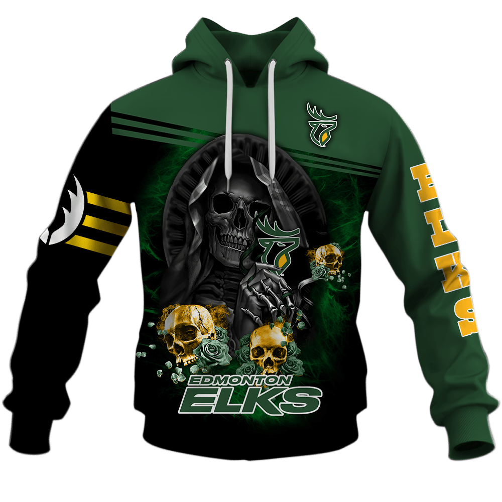 Edmonton Elks  Skull Death Design Shirts