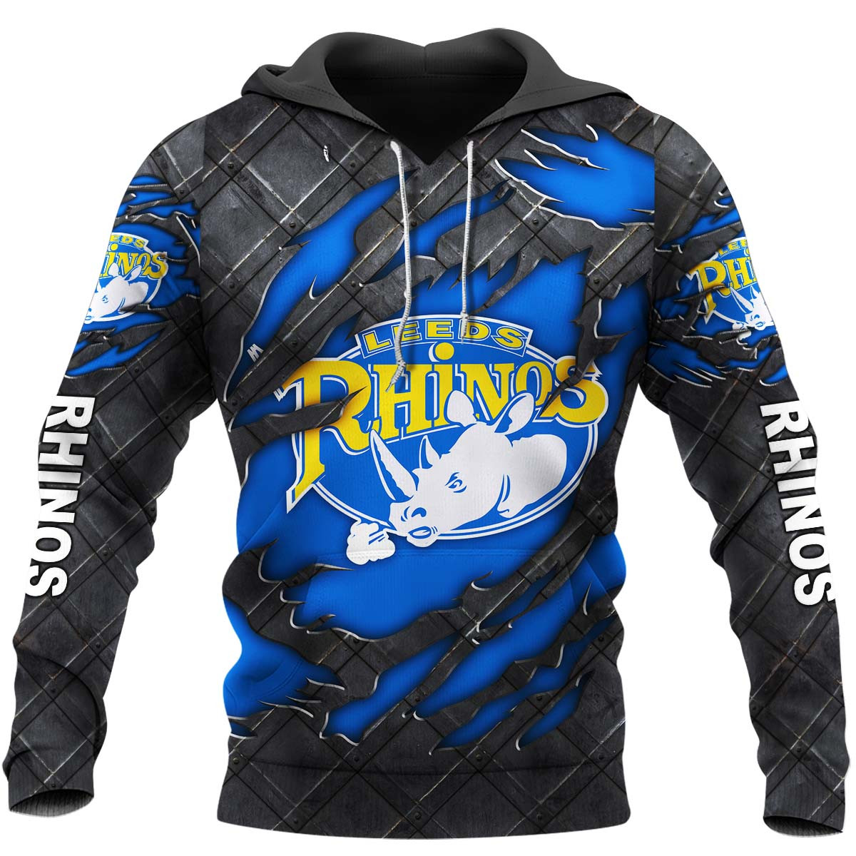 Leeds Rhinos Black Metal Design Shirt