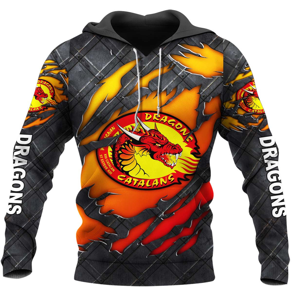 Catalans Dragons Black Metal Design Shirt
