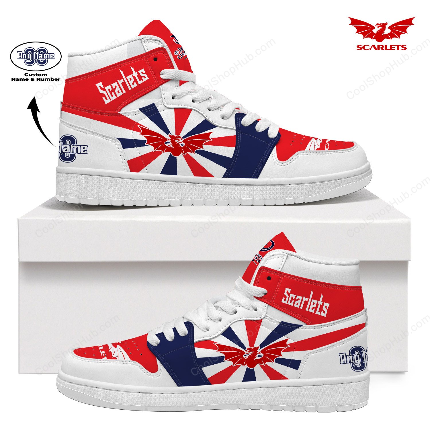 Scarlets AJ1 High Top Sneakers V2