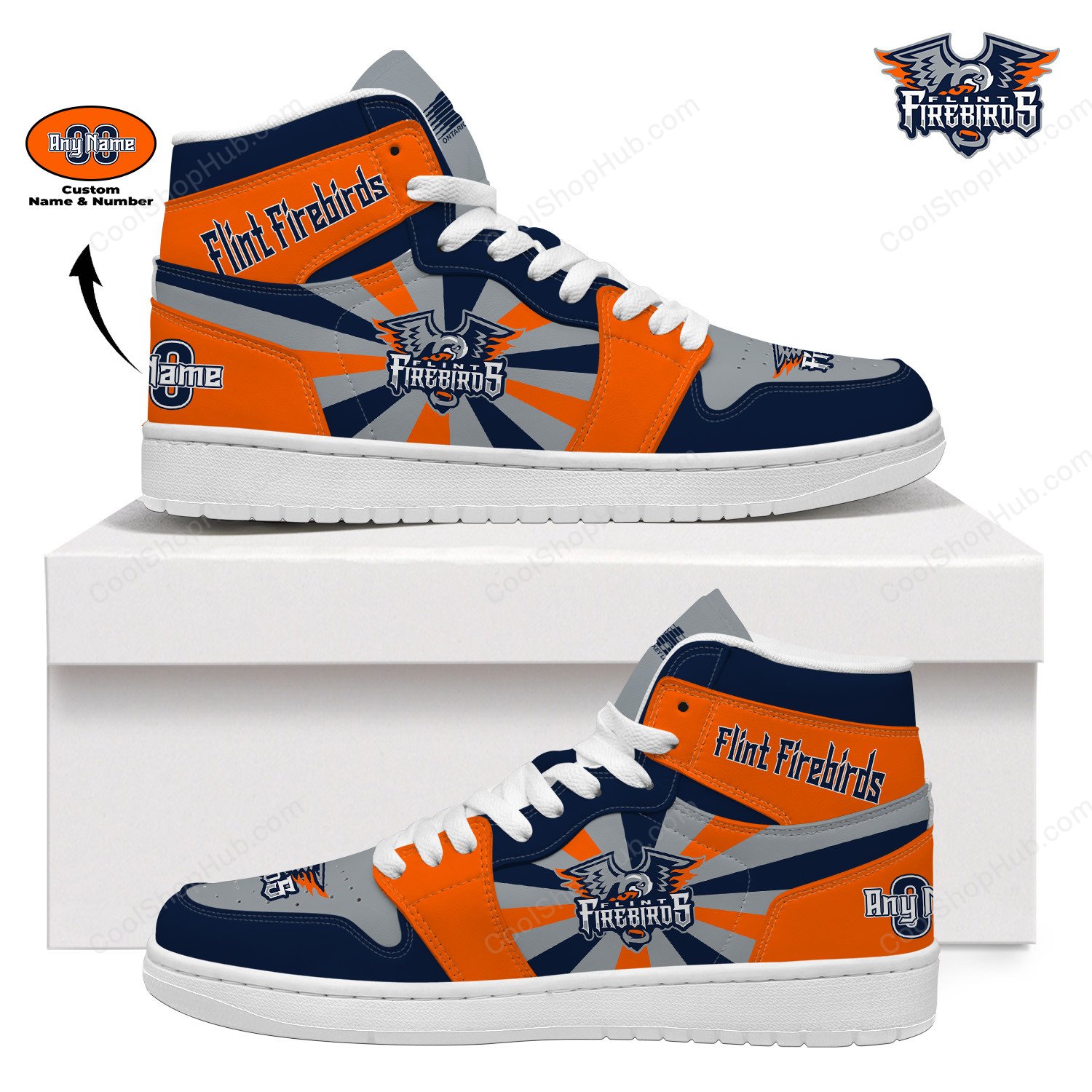Flint Firebirds AJ 1 High Top Sneakers V2