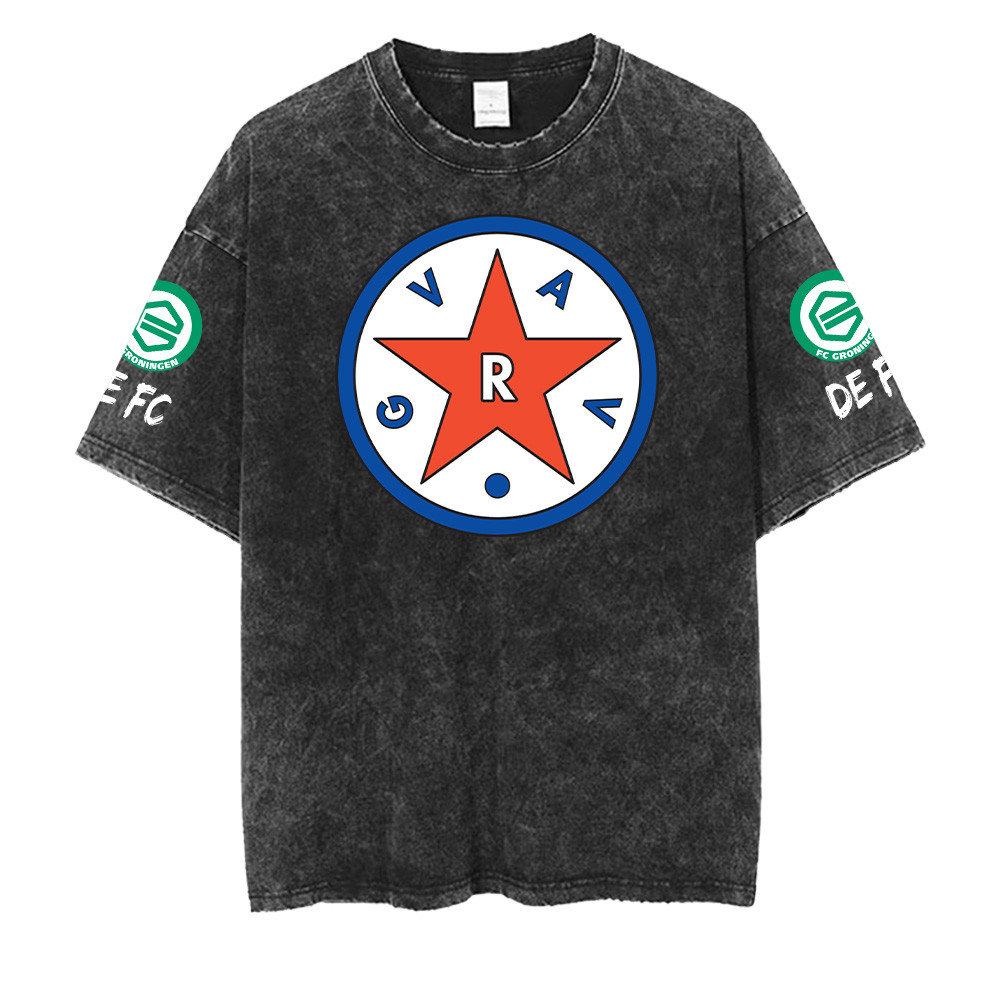FC Groningen Washed Retro Logo Design Shirt