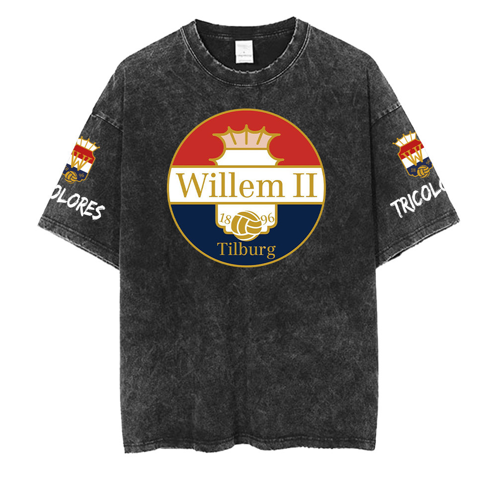 Willem II Tilburg Washed Retro Logo Design Shirt