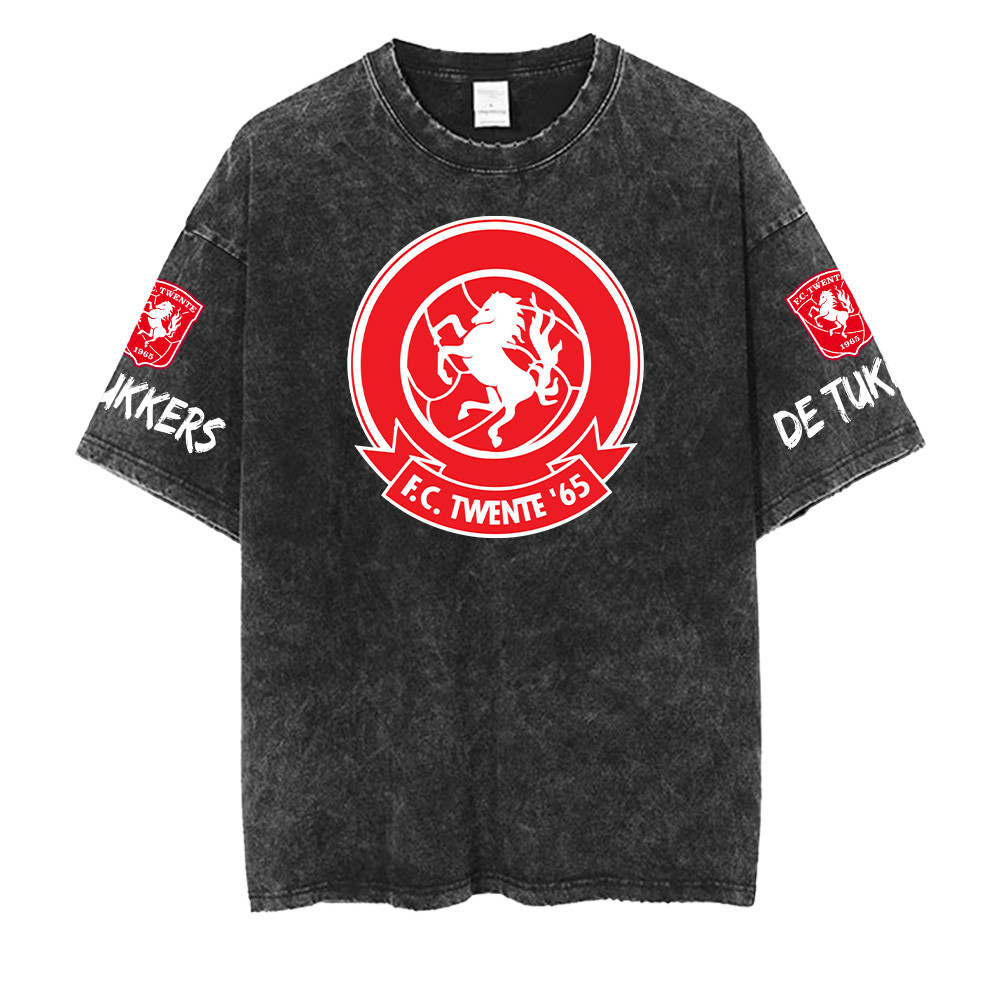 FC Twente Washed Retro Logo Design Shirt
