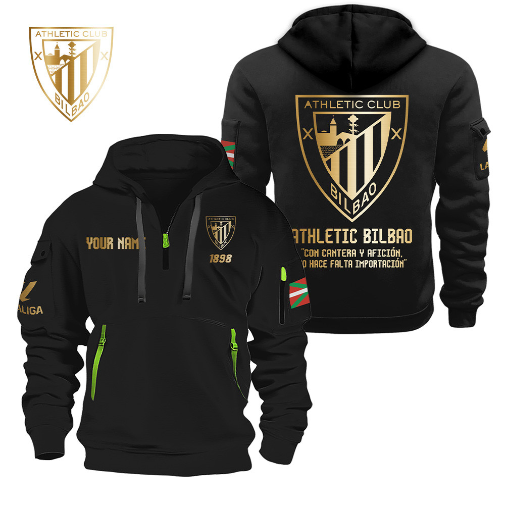 Athletic Bilbao Gold Logo Quarter Zip Hoodie