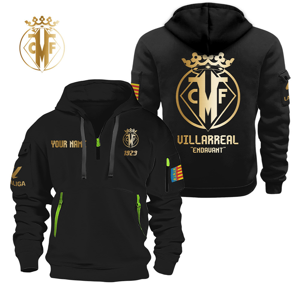Villarreal CF Gold Logo Quarter Zip Hoodie