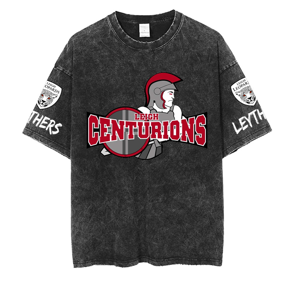 Leigh Leopards Super League Washed Retro Logo Design Shirts