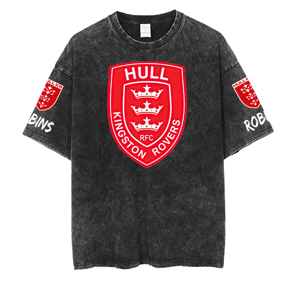 Hull Kingston Rovers Super League Washed Retro Logo Design Shirts