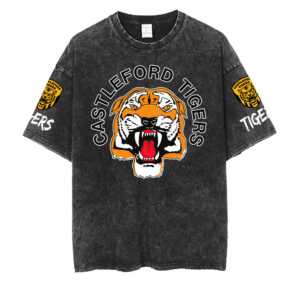 Castleford Tigers Super League Washed Retro Logo Design Shirts