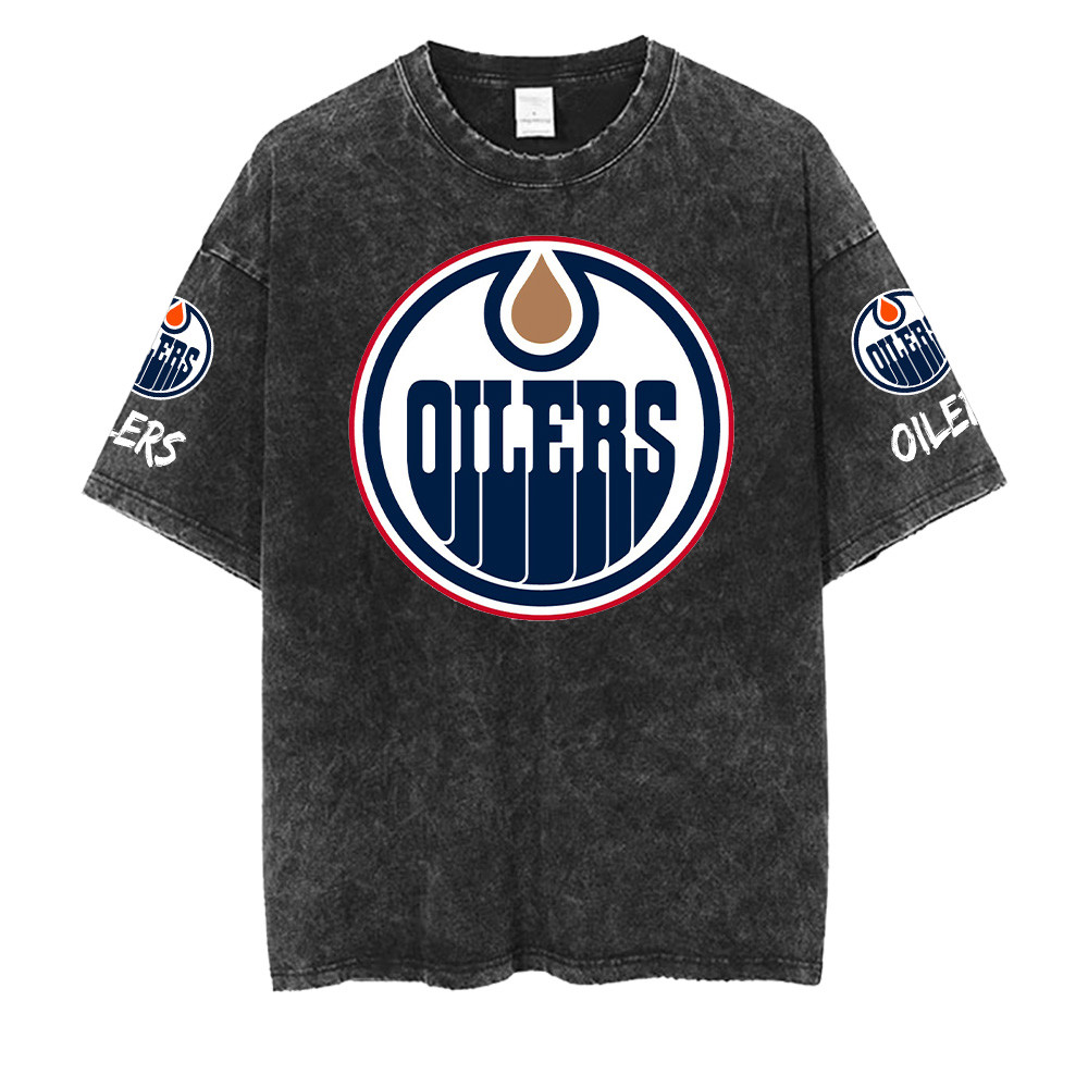 Edmonton Oilers NHL Washed Retro Logo Shirt