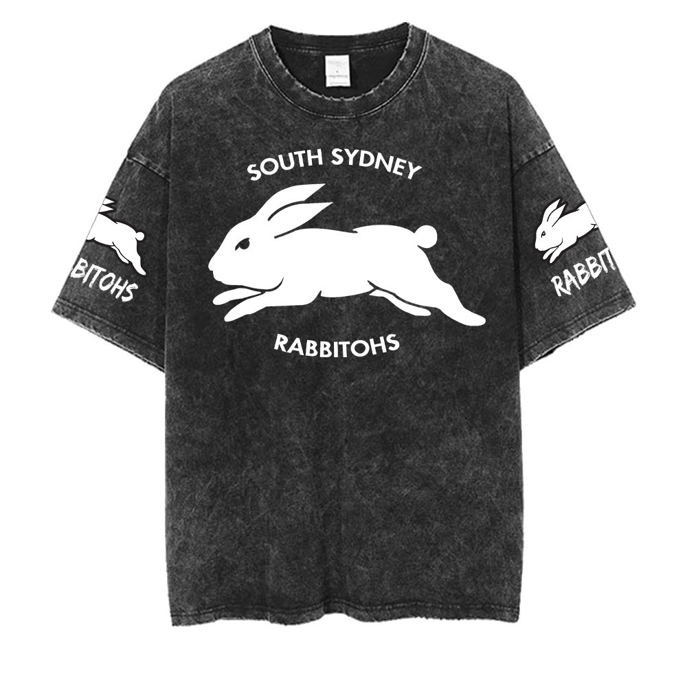 South Sydney Rabbitohs NRL Washed Retro Logo Shirts