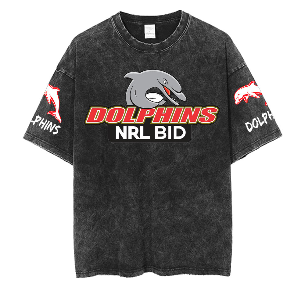 Dolphins NRL Washed Retro Logo Shirts