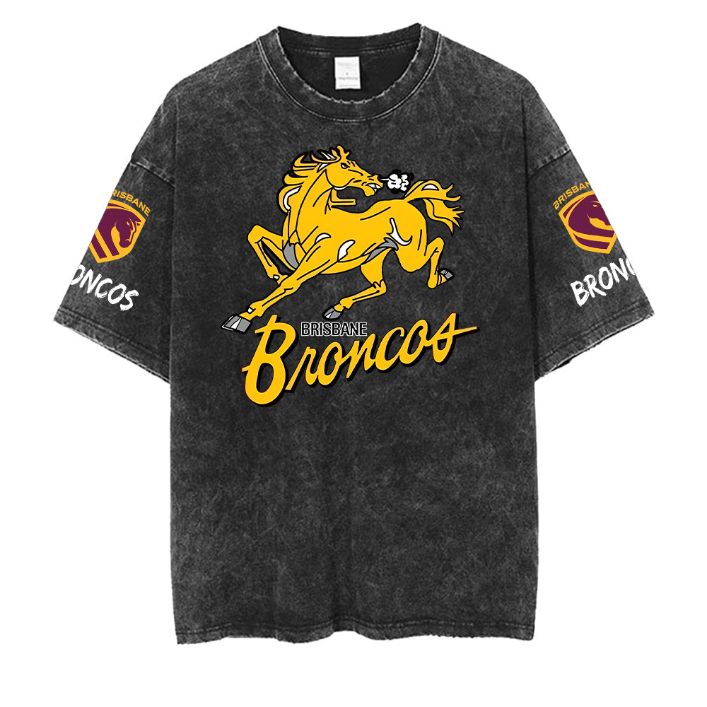 Brisbane Broncos NRL Washed Retro Logo Shirts