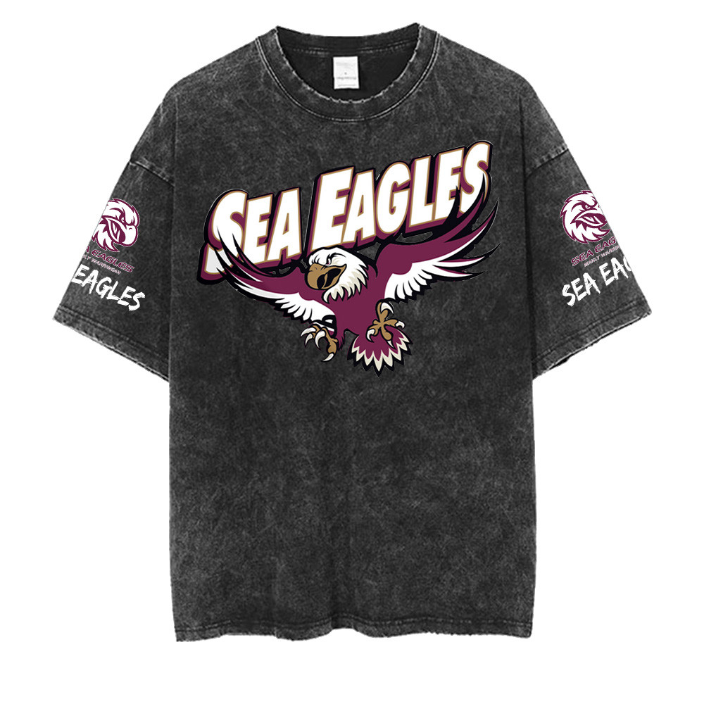 Manly Warringah Sea Eagles NRL Washed Retro Logo Shirts