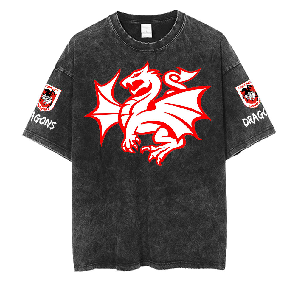 St. George Illawarra Dragons NRL Washed Retro Logo Shirts