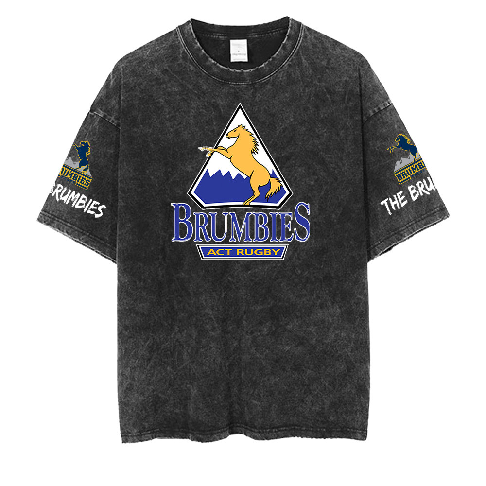 ACT Brumbies Super Rugby Pacific Washed Retro Logo Shirts