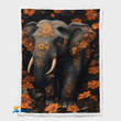 Elegant Elephant Floral Sherpa Blanket - Black & Orange Design 🐘🌸