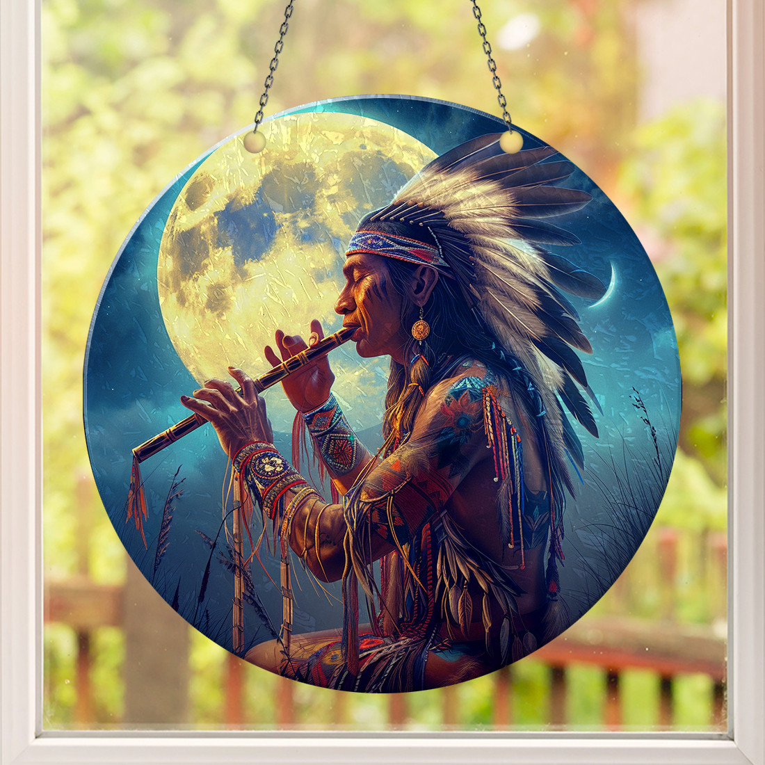 Chief Native American Custom Shape Water Ripple Acrylic Hanging Orname ...