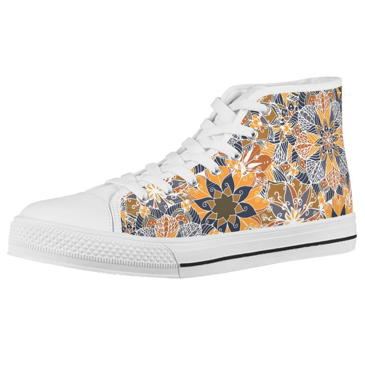 Autumn Bloom Custom High-Top Sneakers – Floral Boho Style