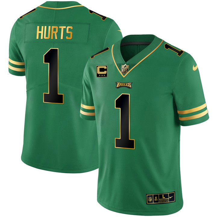 Men's Eagles Gold & Kelly Vapor Jersey V3 - All Stitched