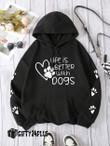 Casual Women Hoodies Life Is Better With German shepherd Dogs Paw Printed Sweatshirts Comfortable Crewneck Pullover Loose Fleece Female Tops Clothes