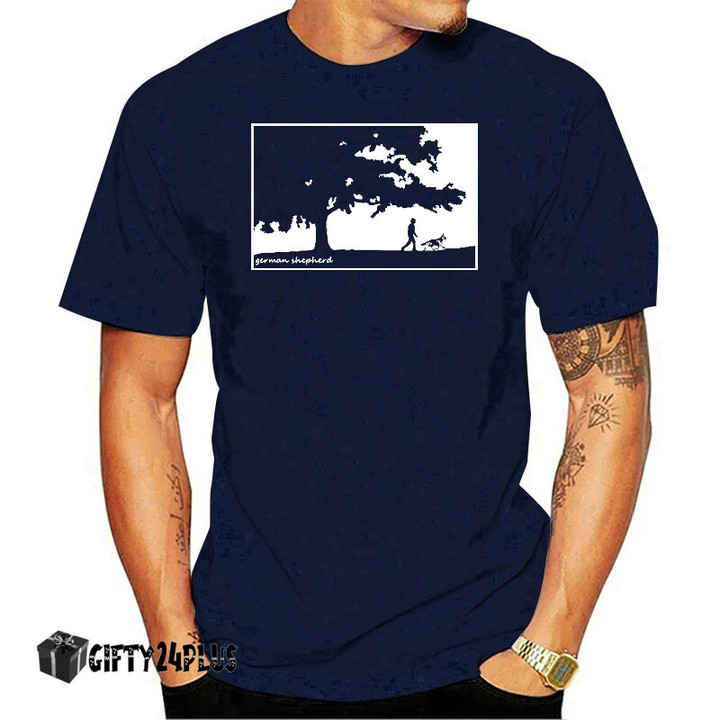 Original Art Sketch. Walking The German Shepherd Dog Men's Quality Printed T-shirt Novelty Aesthetic Clothing Hip Hop Tee Shirt