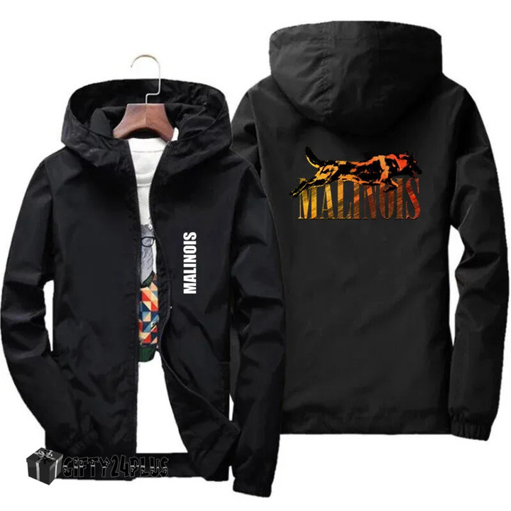 Men Sport German shepherd and Malinois Belgian Dog Hooded Coat Windbreaker Windbreaker Zipper Parent-Child Boys Girls Coat Pilot Thick Parkas Jacket