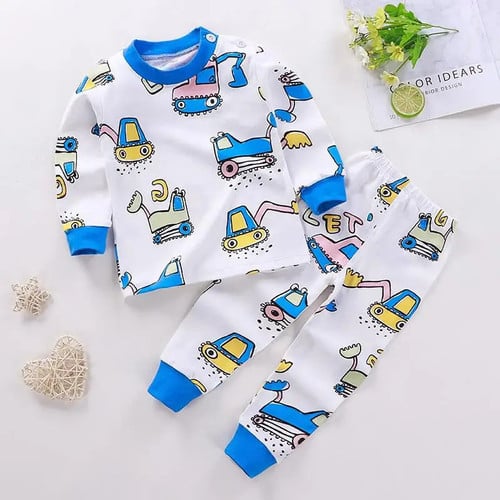 Adorable 1-4Y Cartoon Toddler Pajamas - Long Sleeve Home Wear Outfits for Kids