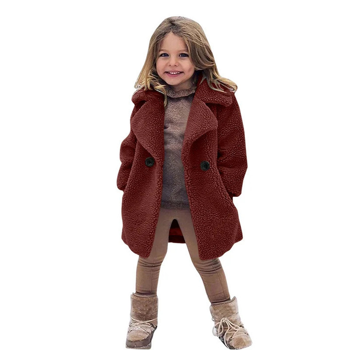 Warm Lamb's Wool Jackets for Boys & Girls – Fleece Single-Breasted Winter Coats for Kids