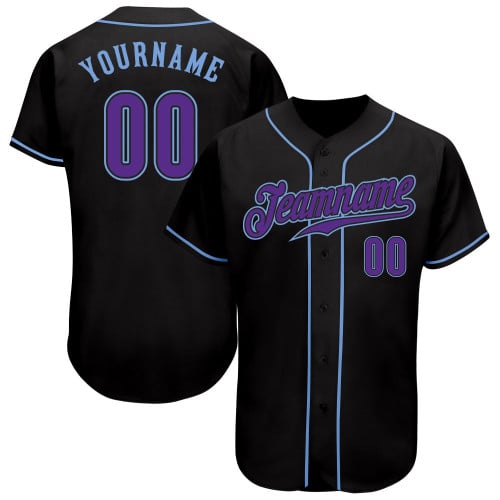 Limited Edition Black Purple-Light Blue Custom Name Baseball Jerseys For Men & Women and Youth